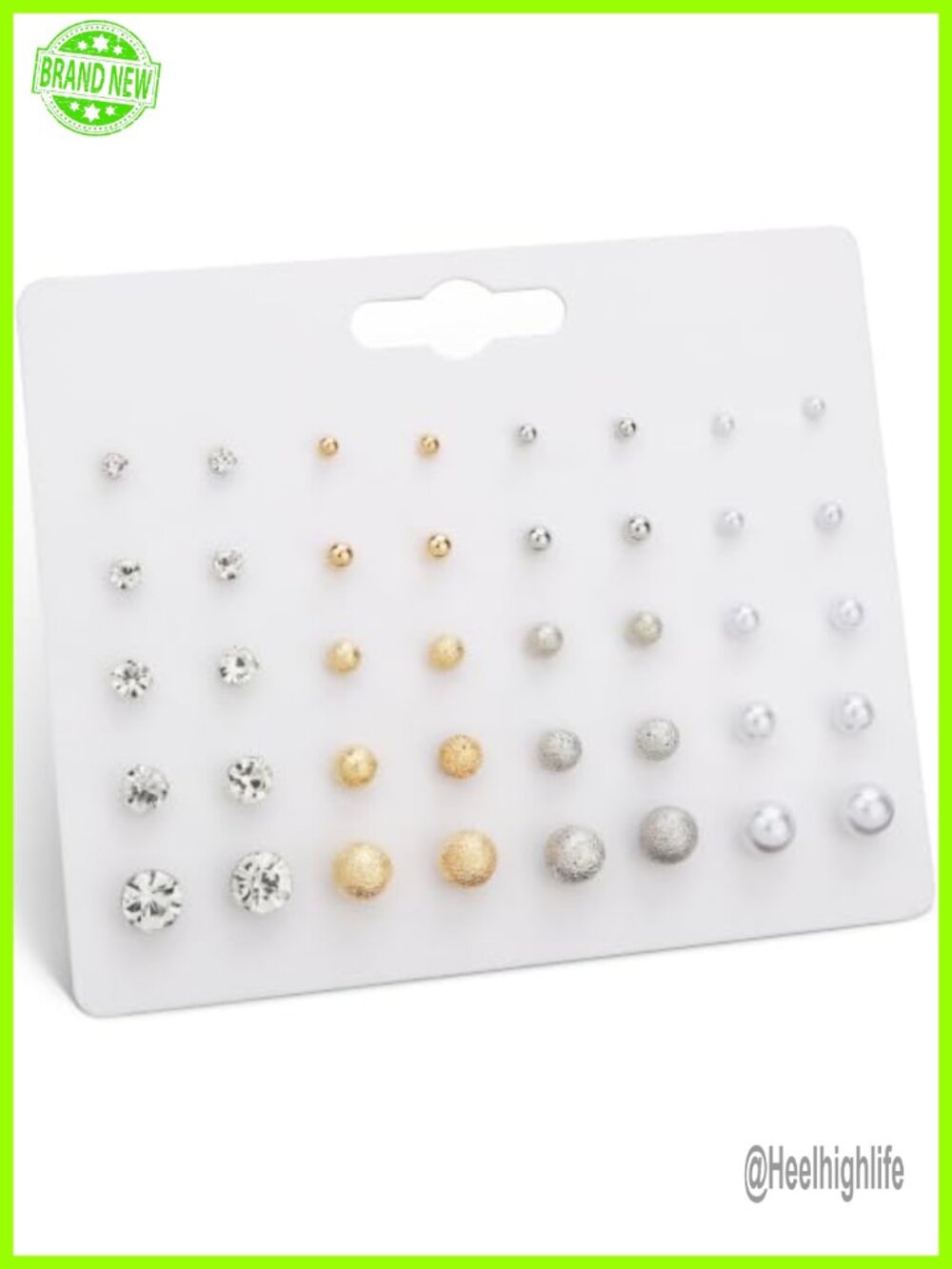 20 Pairs Stud Earrings Set for Women Gold Plated Simulated Pearl Crystal CZ